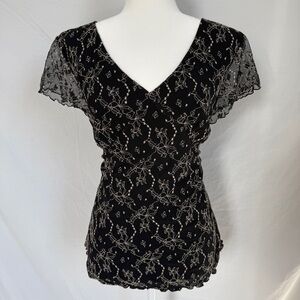 Style & Co. Black Floral Lace Blouse